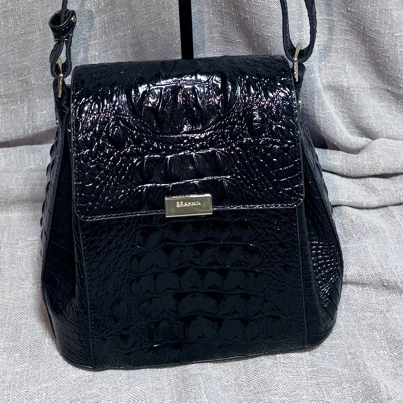Brahmin Margo Crossbody – Black Alligator-Embossed Leather - Picture 1 of 14